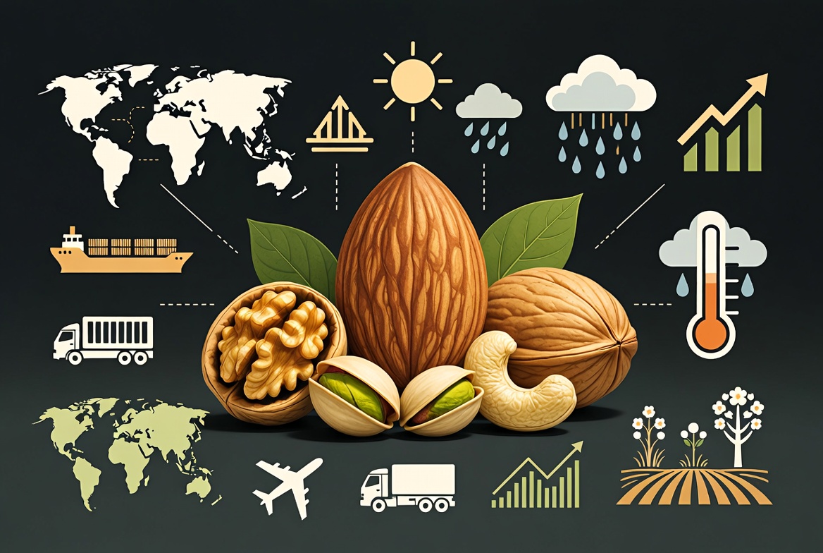 Що впливає на ціну мигдалю, волоського, кеш’ю, фісташки (глобальні фактори, сезони, логістика)